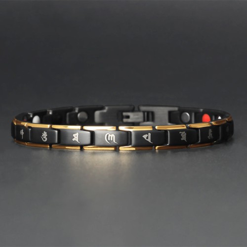 The Mani mantra enhances healing, while Germanium Titanium promotes energy protection