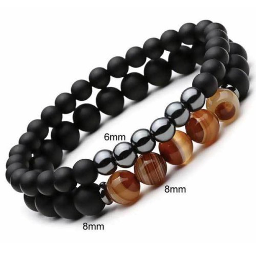 Agate and Hematite provide balancing and protective qualities, fostering stability Agate and Hematite provide balancing and protective qualities, fostering stability