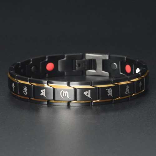 The Mani mantra enhances healing, while Germanium Titanium promotes energy protection