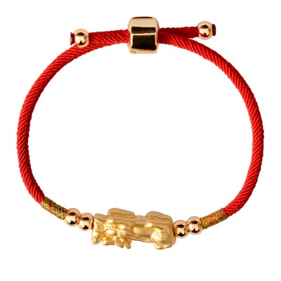 The red string and Pixiu attract wealth, good fortune, and financial prosperity