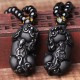 Black Obsidian Pixiu Protection Necklace - Wealth Lock & Evil Repelling Black Obsidian Pixiu Protection Necklace - Wealth Lock & Evil Repelling