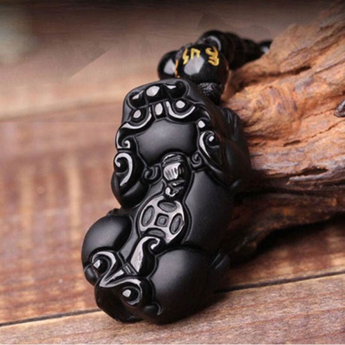 Black Obsidian Pixiu Protection Necklace - Wealth Lock & Evil Repelling Black Obsidian Pixiu Protection Necklace - Wealth Lock & Evil Repelling