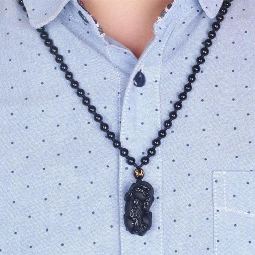 Black Obsidian Pixiu Protection Necklace - Wealth Lock & Evil Repelling Black Obsidian Pixiu Protection Necklace - Wealth Lock & Evil Repelling