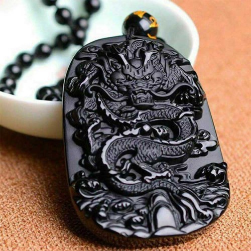 Obsidian Dragon Success Necklace - Career Breakthrough & Authority Ascension
