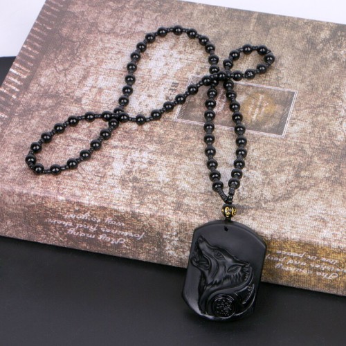 Black Obsidian Wolf Pendant Necklace - Leadership Power & Pack Loyalty Black Obsidian Wolf Pendant Necklace - Leadership Power & Pack Loyalty