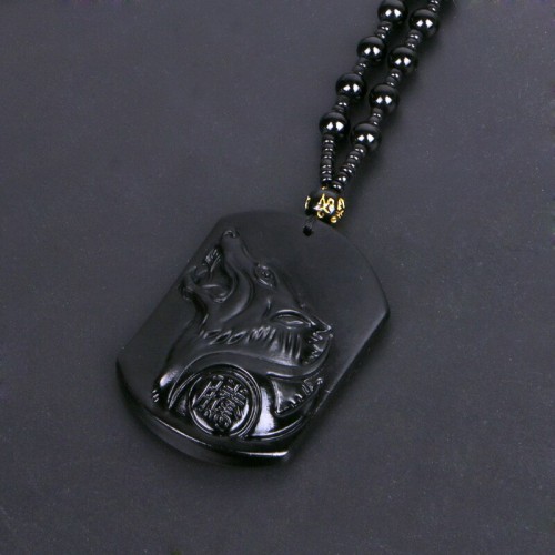 Black Obsidian Wolf Pendant Necklace - Leadership Power & Pack Loyalty Black Obsidian Wolf Pendant Necklace - Leadership Power & Pack Loyalty