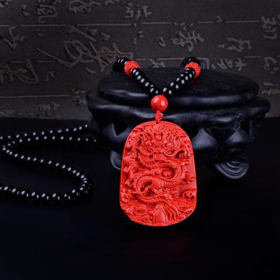 Cinnabar Dragon Pendant Necklace - Career Authority & Evil Repelling