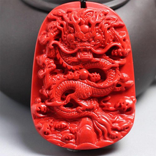 Cinnabar Dragon Pendant Necklace - Career Authority & Evil Repelling Cinnabar Dragon Pendant Necklace - Career Authority & Evil Repelling