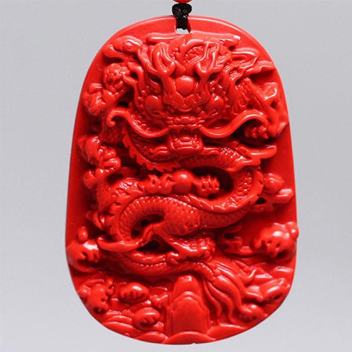 Cinnabar Dragon Pendant Necklace - Career Authority & Evil Repelling Cinnabar Dragon Pendant Necklace - Career Authority & Evil Repelling