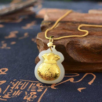 Lucky Wealth Bag Hetian Jade Pendant Necklace - Prosperity & Legacy