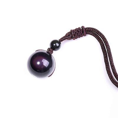 Rainbow Eye Obsidian Sphere Pendant Necklace - Psychic Protection & Emotional Stability
