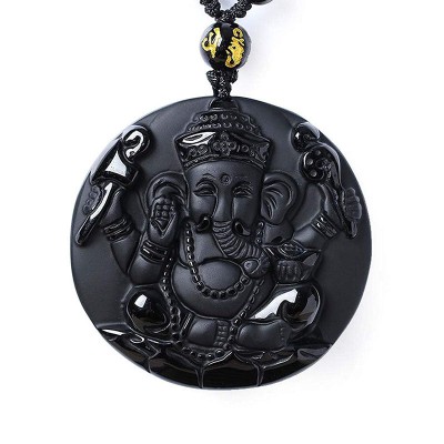 Obsidian Ganesha Success Necklace - Obstacle Removal & Creative Flow