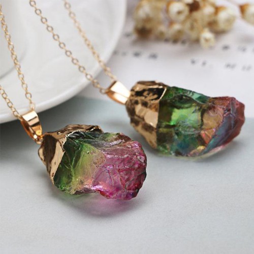 Watermelon Tourmaline Necklace - Emotional Healing & Heart Chakra Activation Watermelon Tourmaline Necklace - Emotional Healing & Heart Chakra Activation