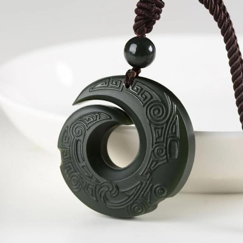 Hetian Jade Lucky Pendant Necklace - Fortune Accumulation & Noble Support