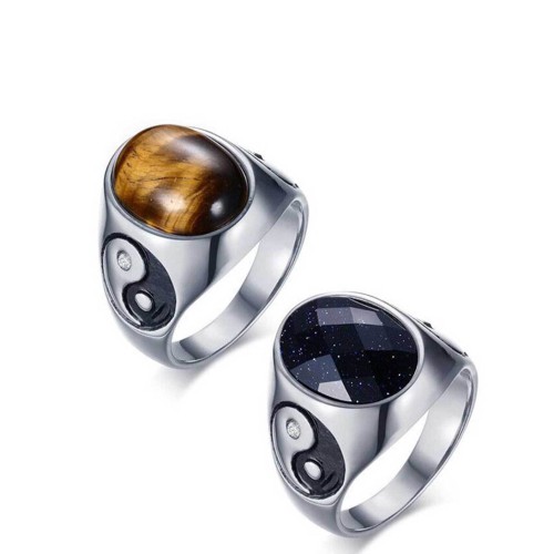 Natural Stone Yin Yang Positivity Ring