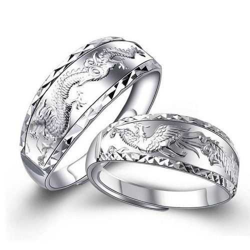 Silver Dragon Phoenix Couple Ring Silver Dragon Phoenix Couple Ring