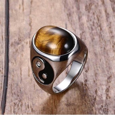 Natural Stone Yin Yang Positivity Ring