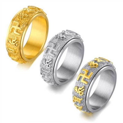 ROTATING Om Mani Padme Hum Mantra Tibetan Ring
