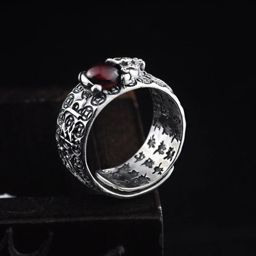 Red Garnet Stone Mantra Ring Red Garnet Stone Mantra Ring