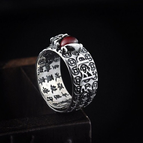 Red Garnet Stone Mantra Ring Red Garnet Stone Mantra Ring
