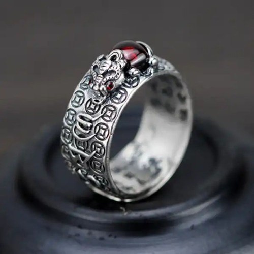 Red Garnet Stone Mantra Ring Red Garnet Stone Mantra Ring