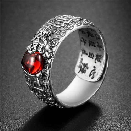 Red Garnet Stone Mantra Ring Red Garnet Stone Mantra Ring