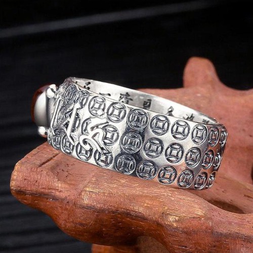 Red Garnet Stone Mantra Ring Red Garnet Stone Mantra Ring