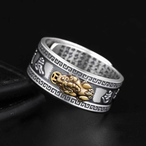Mantra Engraved Pixiu Feng Shui Ring for Wealth and Protection Mantra Engraved Pixiu Feng Shui Ring for Wealth and Protection
