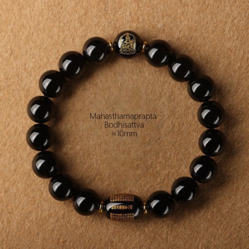 Black Obsidian Heart Sutra Buddha Bead Bracelet Black Obsidian Heart Sutra Buddha Bead Bracelet