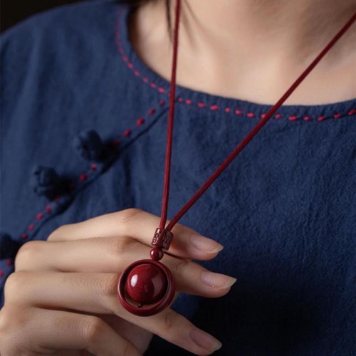Cinnabar Fortune Turning Pendant Necklace Cinnabar Fortune Turning Pendant Necklace