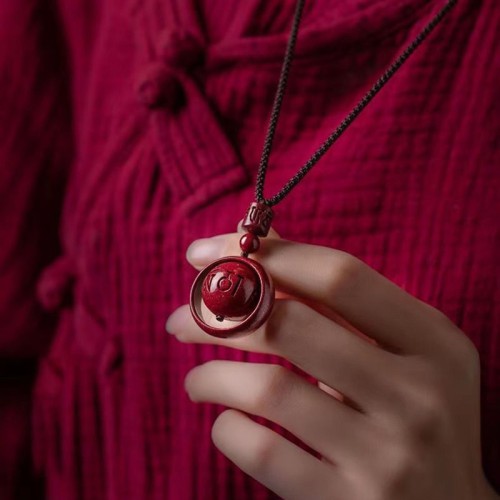 Cinnabar Fortune Turning Pendant Necklace Cinnabar Fortune Turning Pendant Necklace