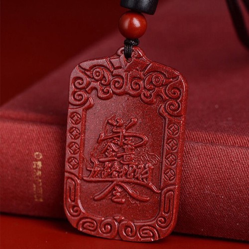 Five Ways of Wealth God Cinnabar Pendant