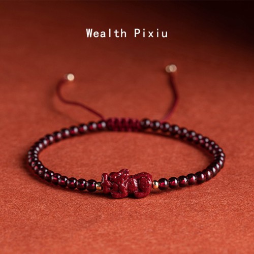 Garnet and Cinnabar Pixiu Bracelet Garnet and Cinnabar Pixiu Bracelet