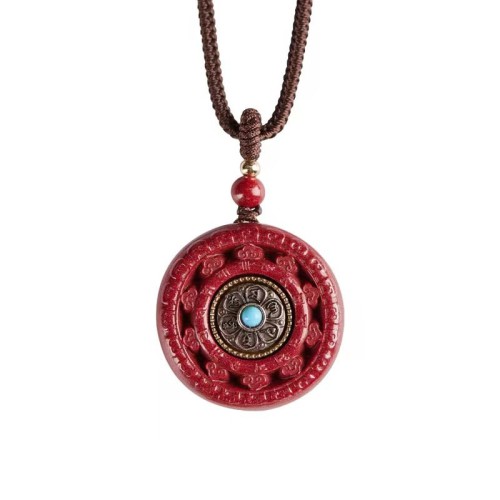 Natural Goldstone Six-Word Mantra Pendant