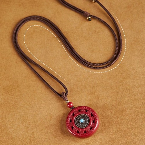 Natural Goldstone Six-Word Mantra Pendant