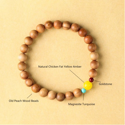 Peach Wood Lucky Red Sandalwood Amber Feng Shui Bead Bracelet Peach Wood Lucky Red Sandalwood Amber Feng Shui Bead Bracelet
