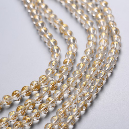White Crystal Six-Character Mantra Gold-Stamped Beads White Crystal Six-Character Mantra Gold-Stamped Beads