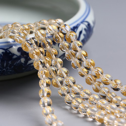 White Crystal Six-Character Mantra Gold-Stamped Beads White Crystal Six-Character Mantra Gold-Stamped Beads