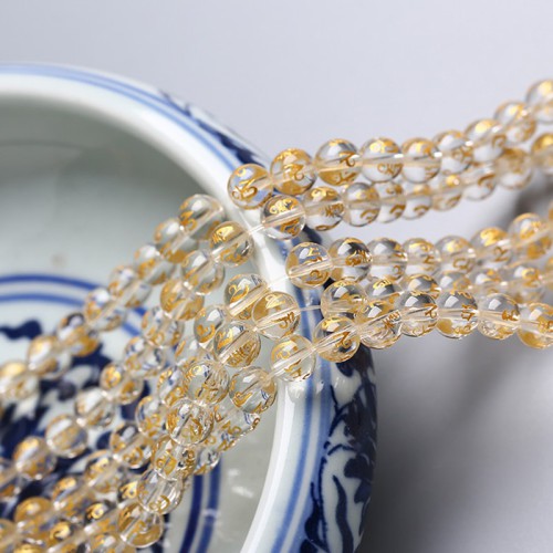 White Crystal Six-Character Mantra Gold-Stamped Beads White Crystal Six-Character Mantra Gold-Stamped Beads