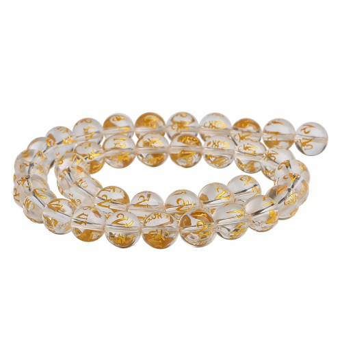 White Crystal Six-Character Mantra Gold-Stamped Beads White Crystal Six-Character Mantra Gold-Stamped Beads