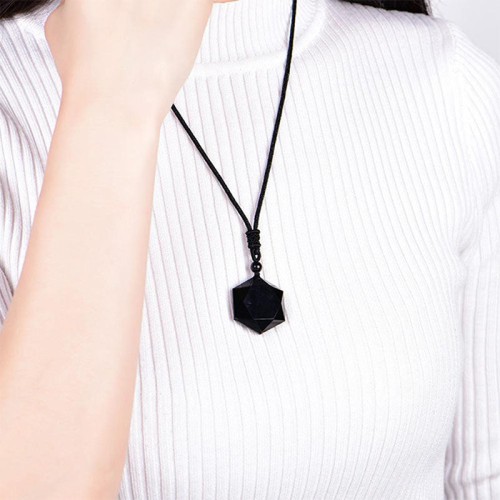 Six-Pointed Star Black Obsidian Protection Necklace - Evil Shield & Cosmic Harmony Six-Pointed Star Black Obsidian Protection Necklace - Evil Shield & Cosmic Harmony