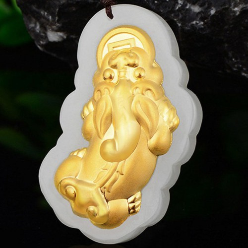 Golden Pixiu Hetian Jade Prosperity Necklace - Wealth Magnetism & Debt Blocking Golden Pixiu Hetian Jade Prosperity Necklace - Wealth Magnetism & Debt Blocking