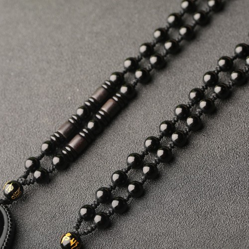 Natural Black Obsidian Eight Guardian Deity Pendant Natural Black Obsidian Eight Guardian Deity Pendant