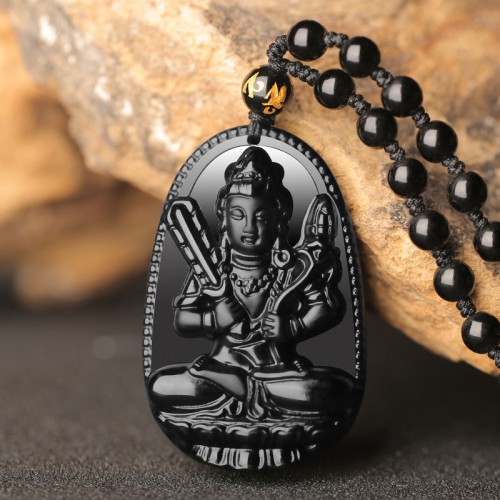 Natural Black Obsidian Eight Guardian Deity Pendant Natural Black Obsidian Eight Guardian Deity Pendant