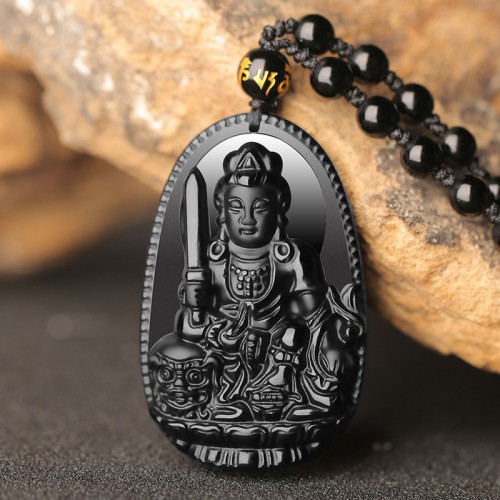 Natural Black Obsidian Eight Guardian Deity Pendant Natural Black Obsidian Eight Guardian Deity Pendant