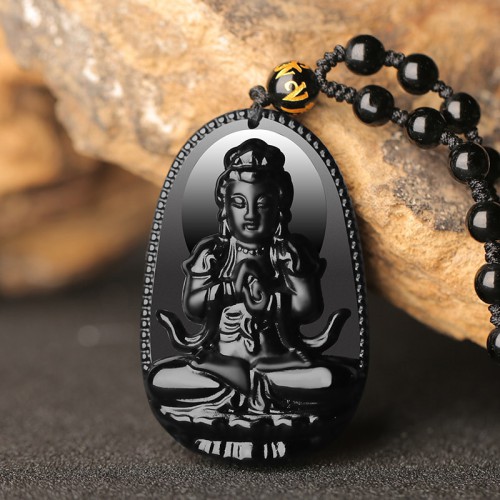 Natural Black Obsidian Eight Guardian Deity Pendant Natural Black Obsidian Eight Guardian Deity Pendant