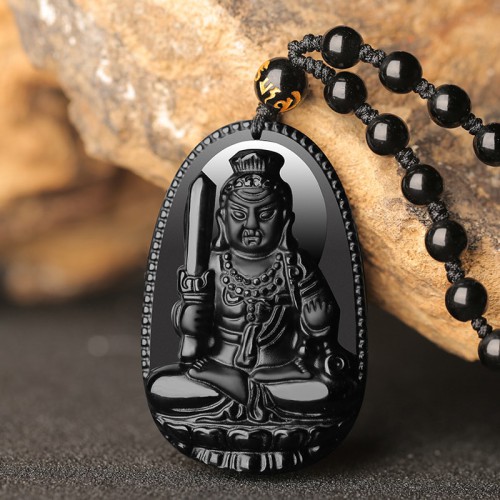 Natural Black Obsidian Eight Guardian Deity Pendant Natural Black Obsidian Eight Guardian Deity Pendant