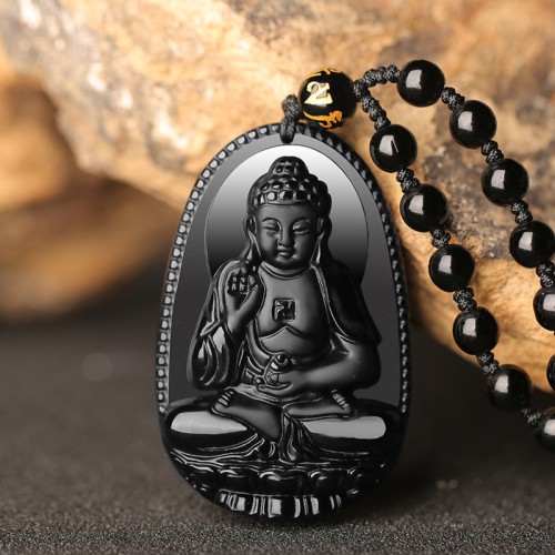 Natural Black Obsidian Eight Guardian Deity Pendant Natural Black Obsidian Eight Guardian Deity Pendant