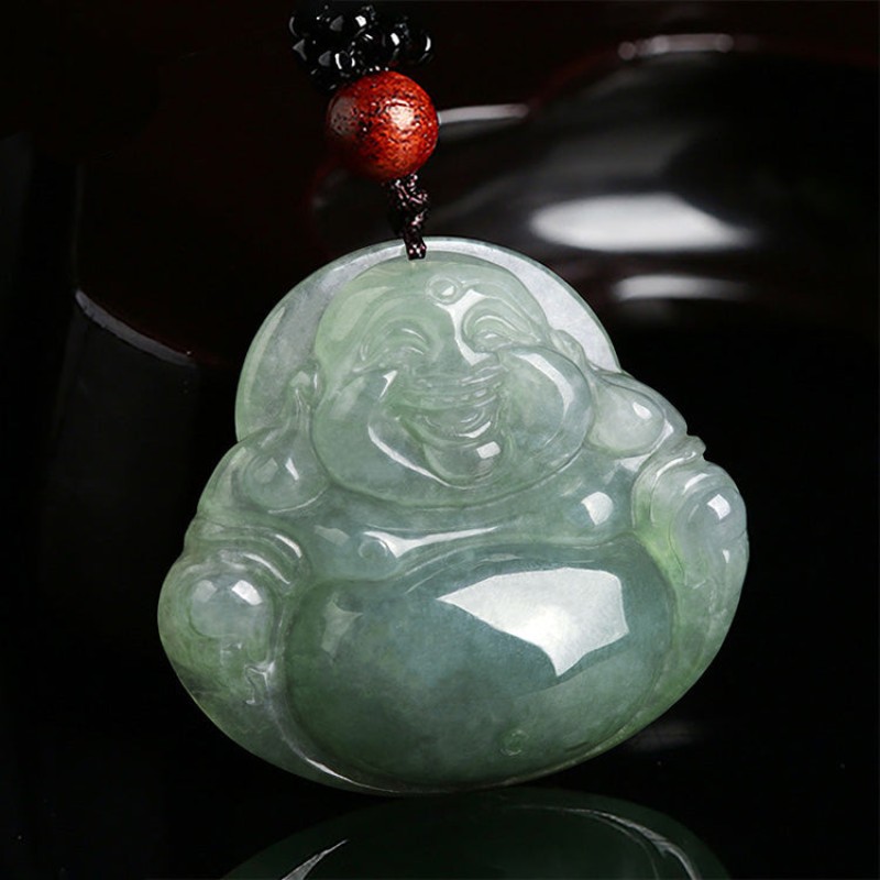 This Jade Laughing Buddha Necklace Smiles Back