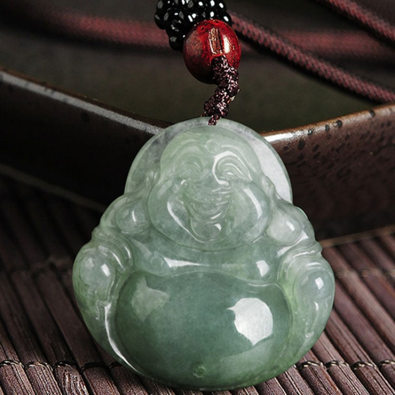This Jade Laughing Buddha Necklace Smiles Back